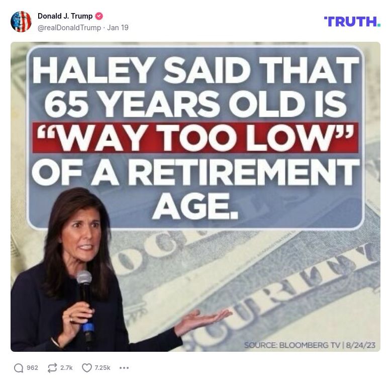 Post image from Donald Trump