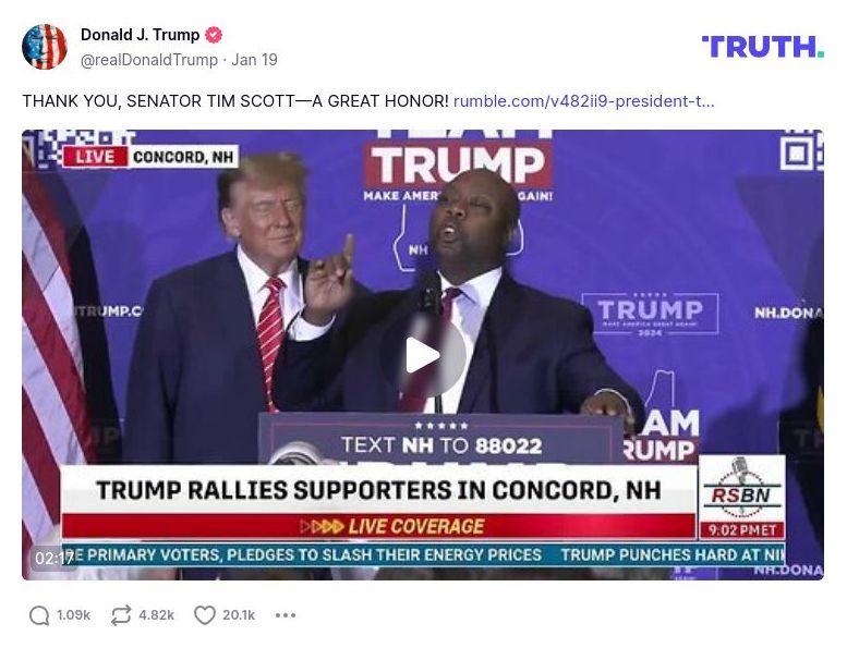 Post image from Donald Trump