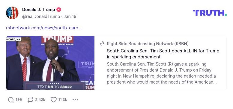 Post image from Donald Trump