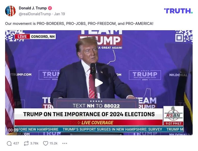 Post image from Donald Trump