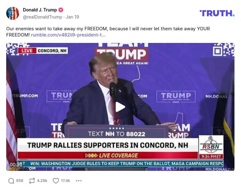 Post image from Donald Trump