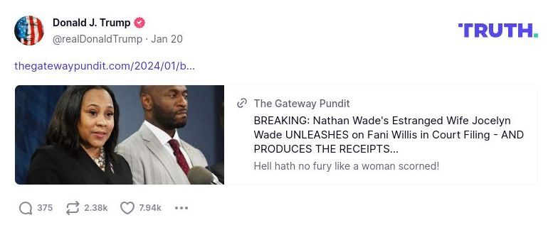 Post image from Donald Trump