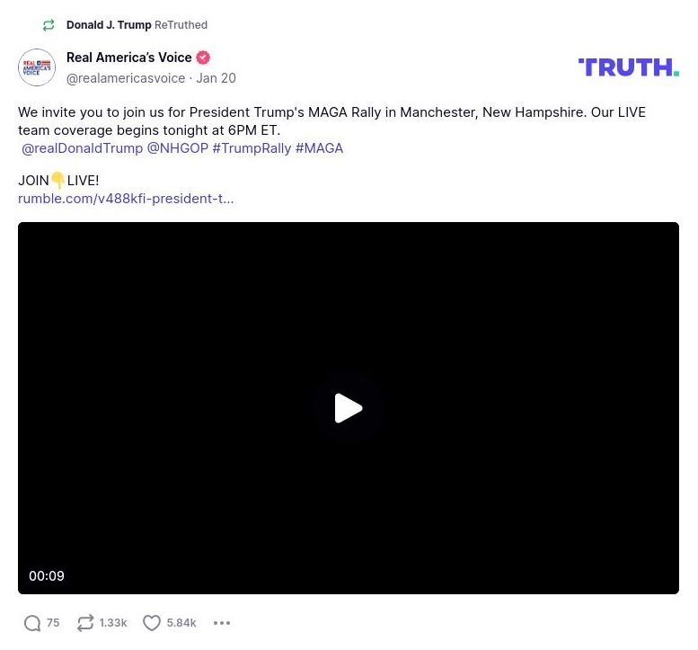 Post image from Donald Trump