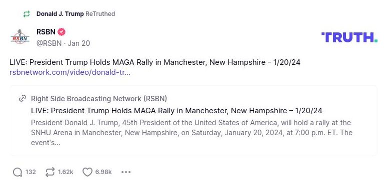 Post image from Donald Trump