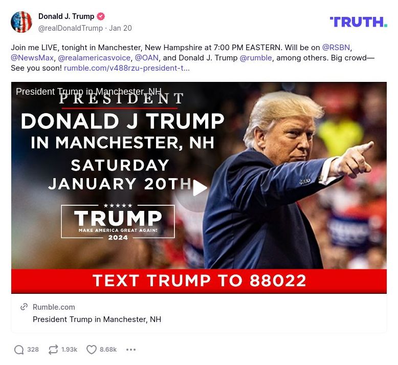 Post image from Donald Trump