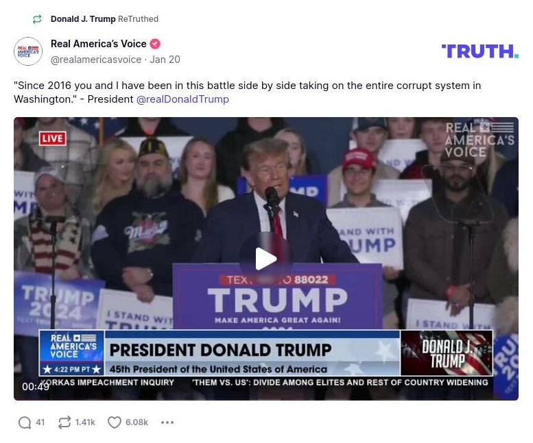 Post image from Donald Trump