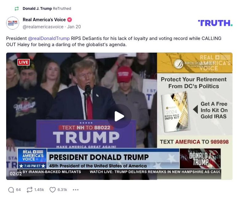 Post image from Donald Trump