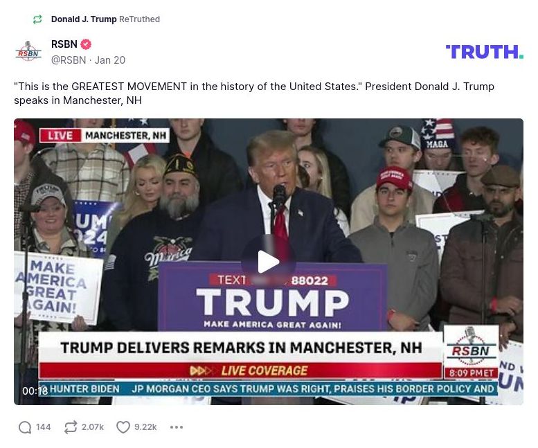 Post image from Donald Trump