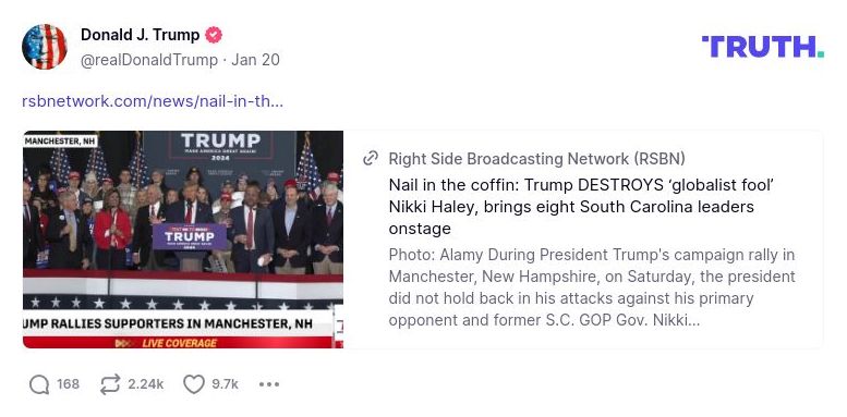 Post image from Donald Trump