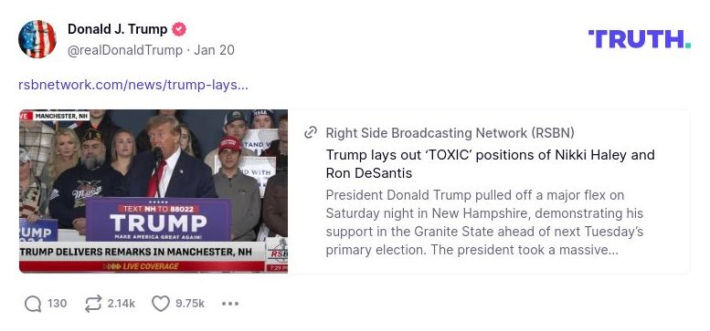 Post image from Donald Trump