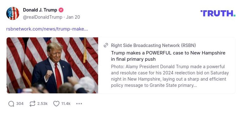 Post image from Donald Trump