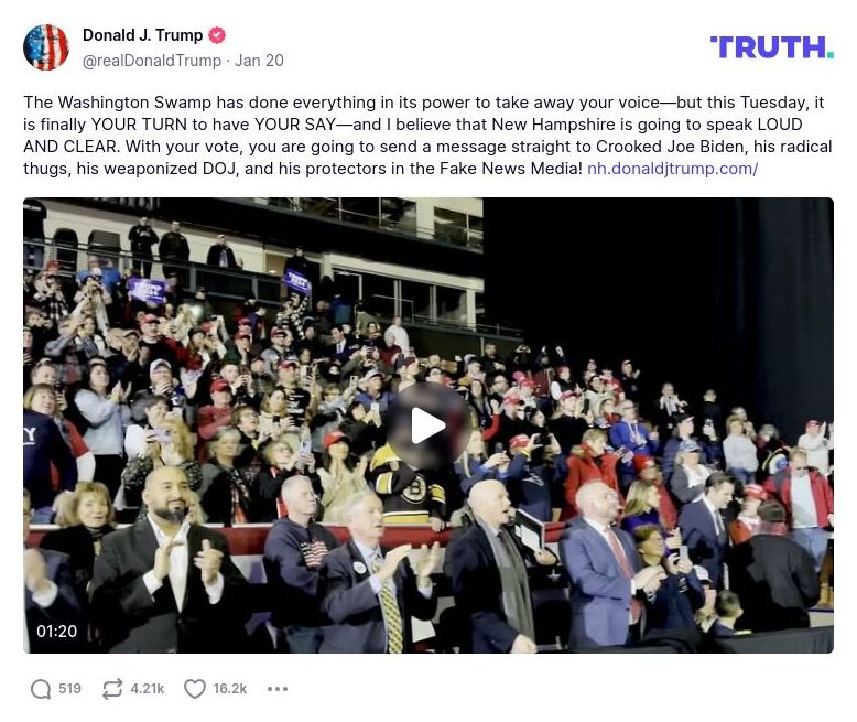 Post image from Donald Trump