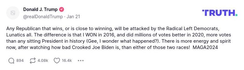 Post image from Donald Trump