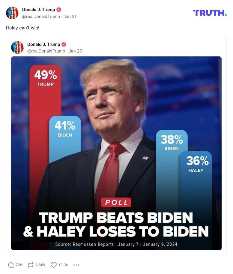 Post image from Donald Trump