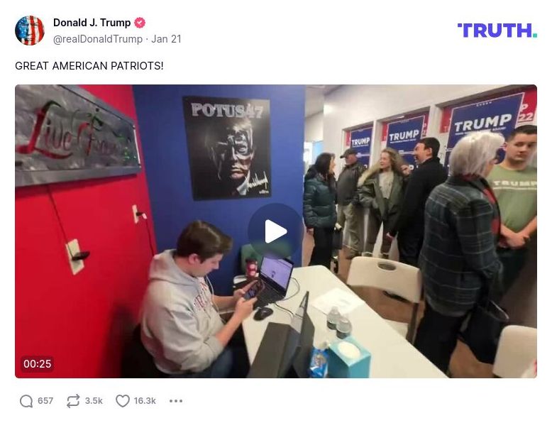 Post image from Donald Trump