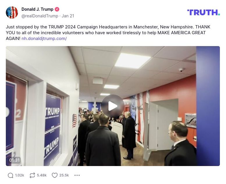 Post image from Donald Trump