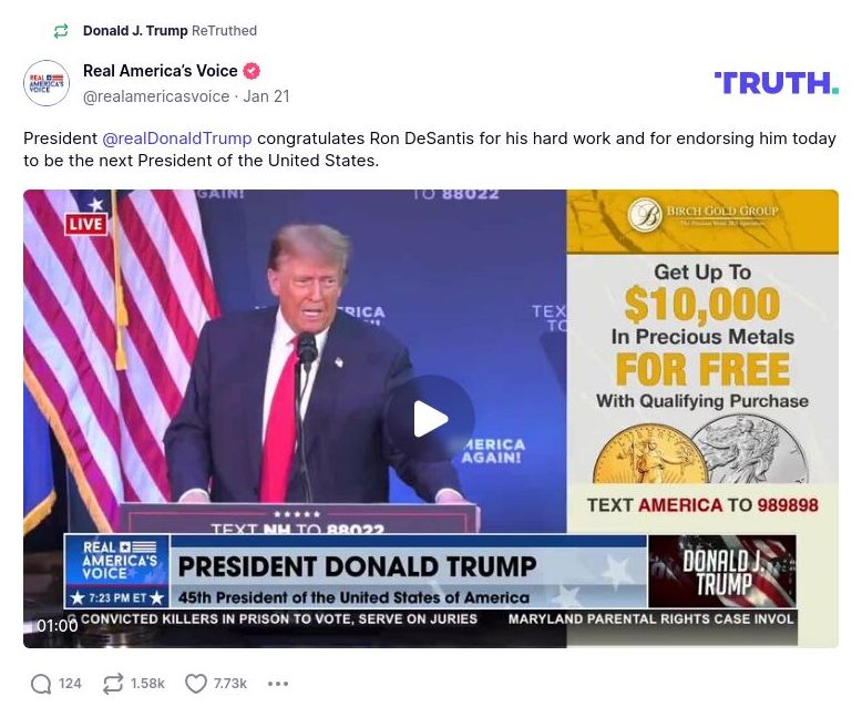 Post image from Donald Trump