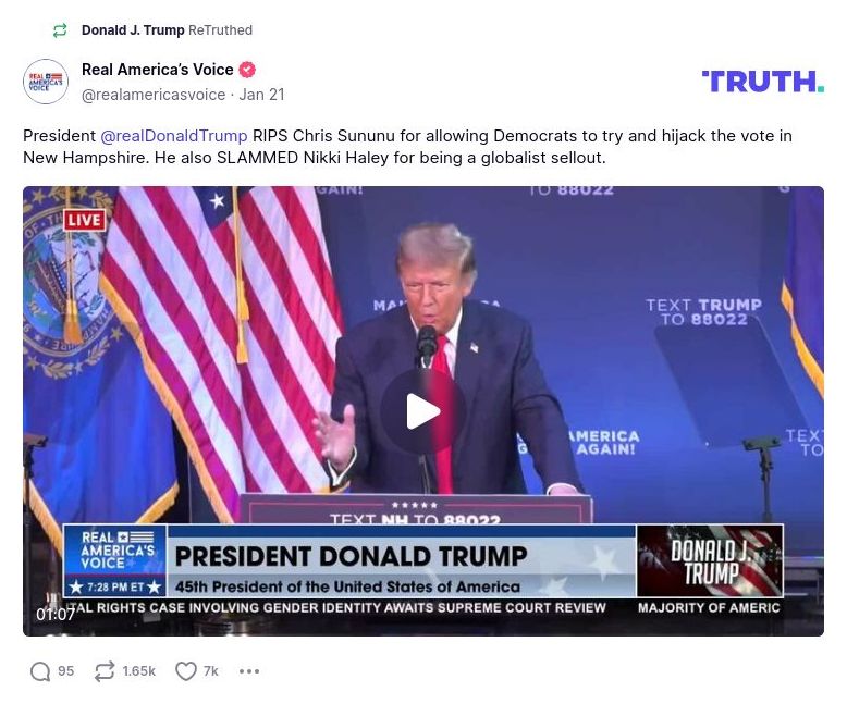 Post image from Donald Trump