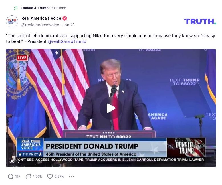 Post image from Donald Trump