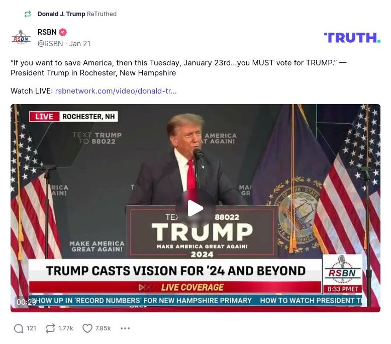 Post image from Donald Trump