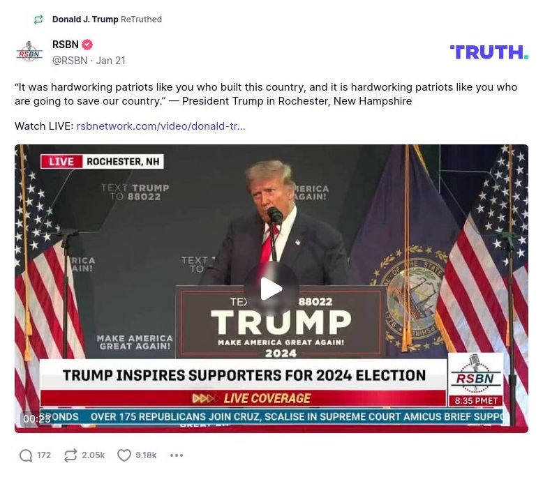 Post image from Donald Trump