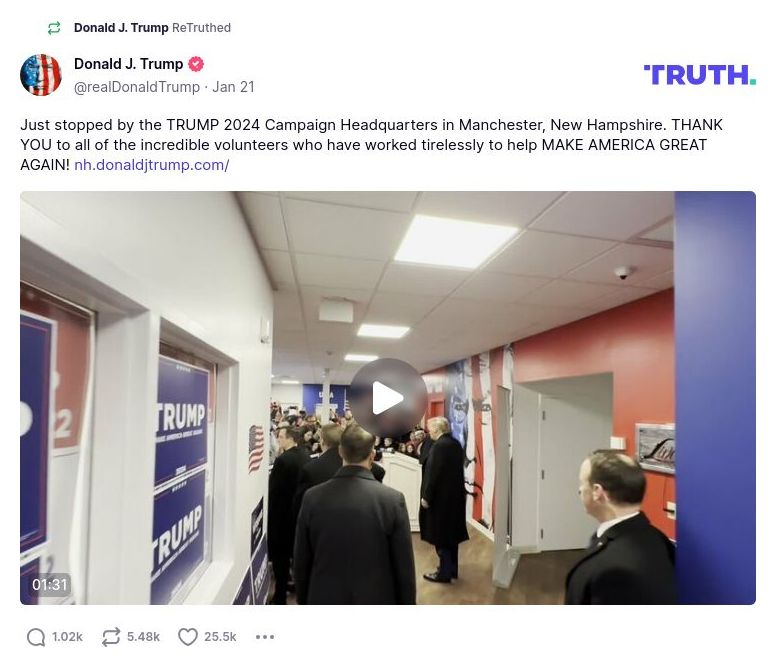 Post image from Donald Trump