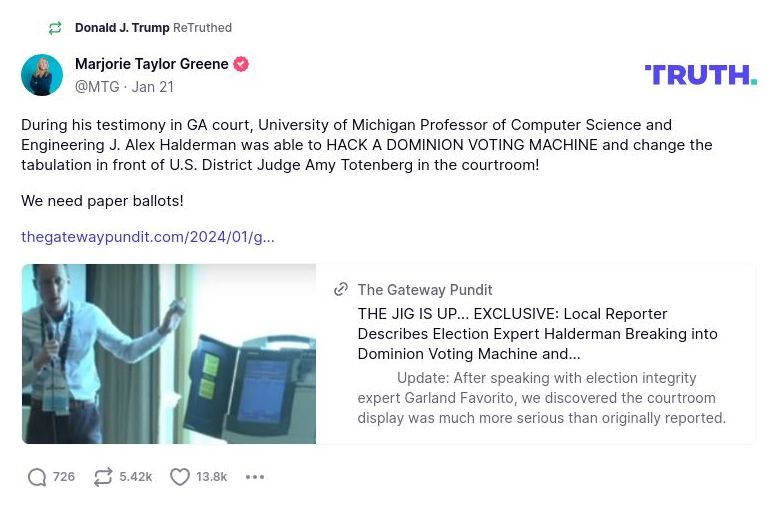 Post image from Donald Trump