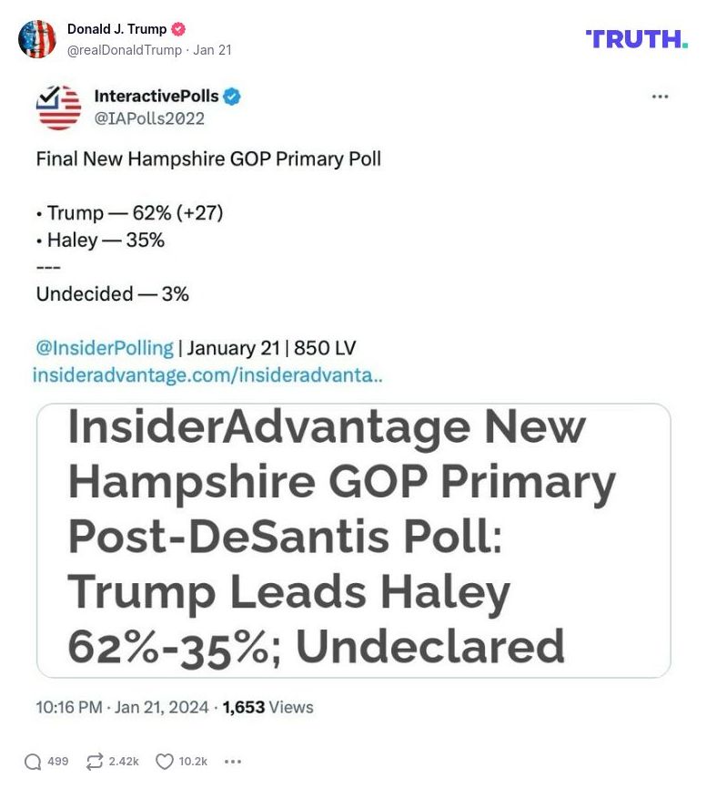 Post image from Donald Trump