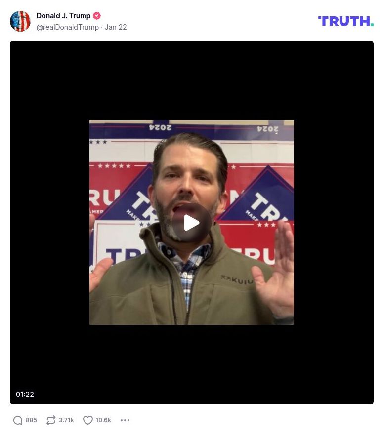 Post image from Donald Trump