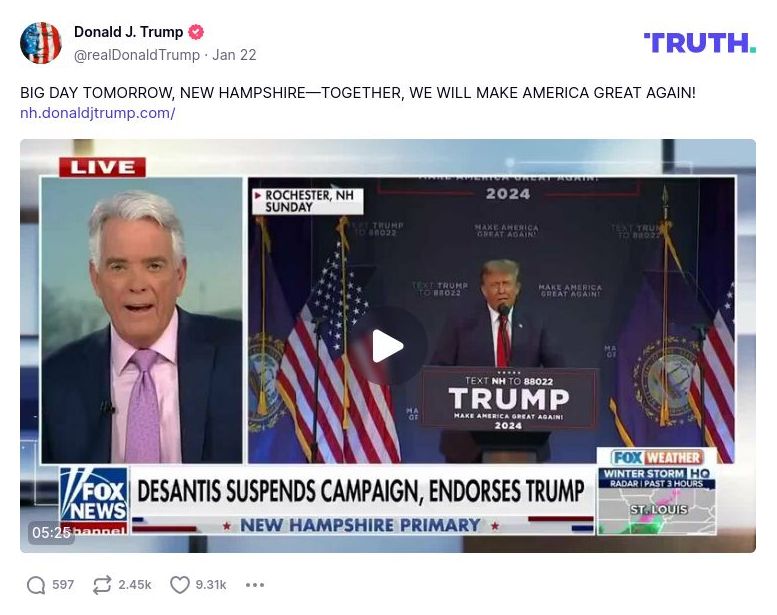 Post image from Donald Trump