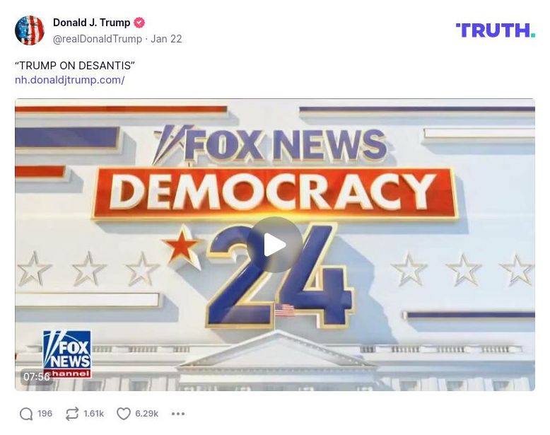 Post image from Donald Trump