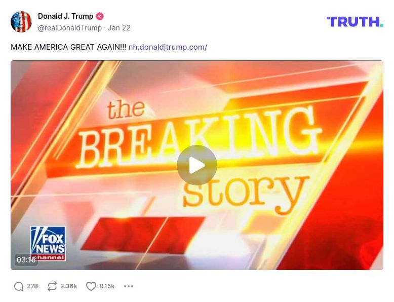 Post image from Donald Trump