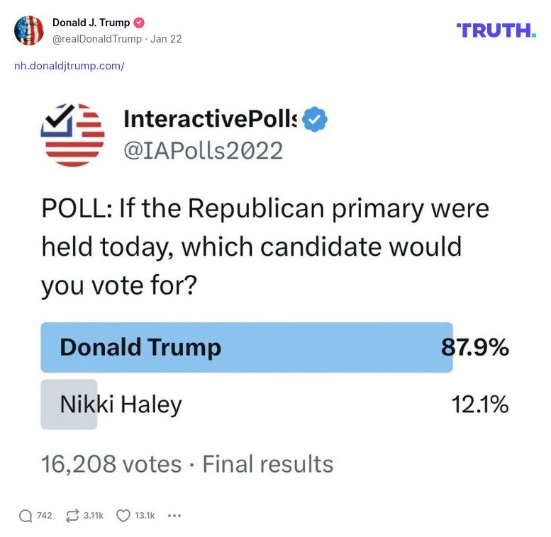 Post image from Donald Trump