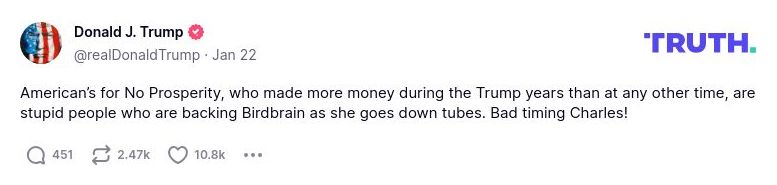 Post image from Donald Trump