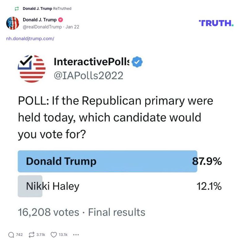 Post image from Donald Trump