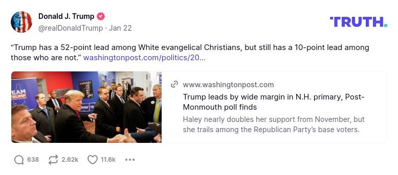 Post image from Donald Trump