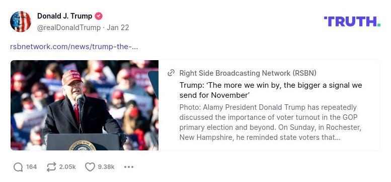 Post image from Donald Trump