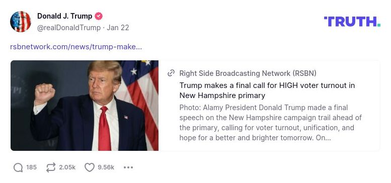 Post image from Donald Trump