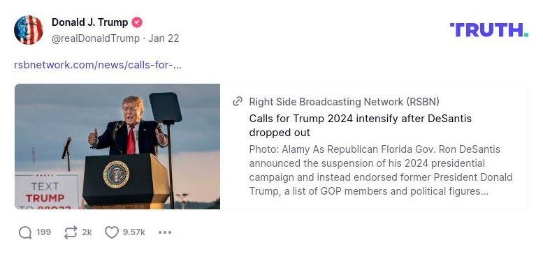 Post image from Donald Trump