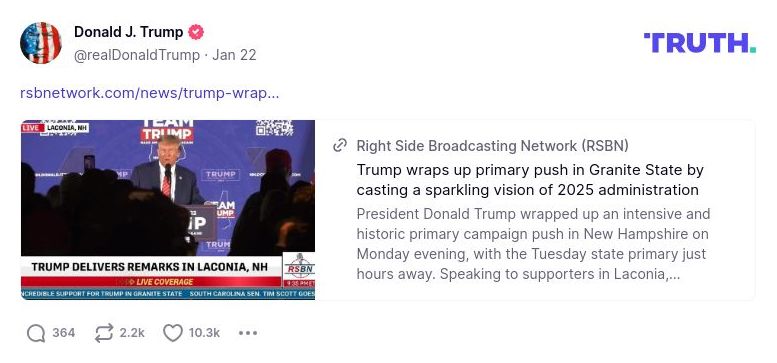 Post image from Donald Trump