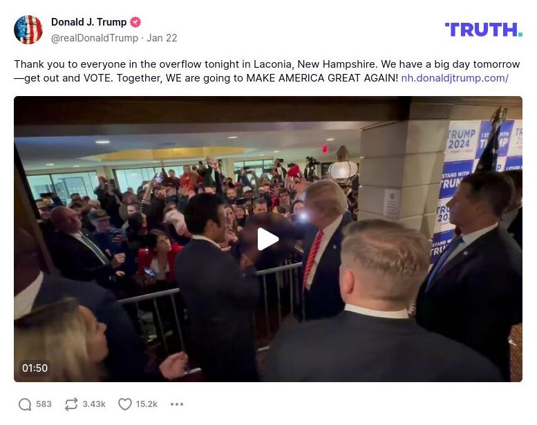 Post image from Donald Trump