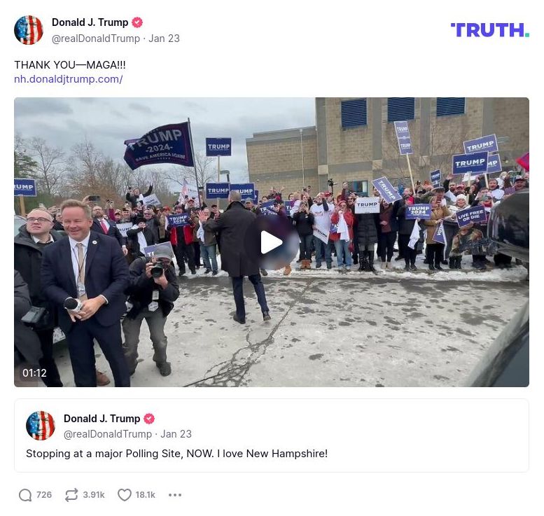 Post image from Donald Trump