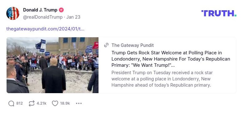 Post image from Donald Trump