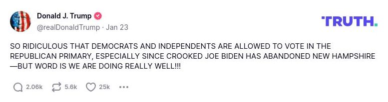 Post image from Donald Trump