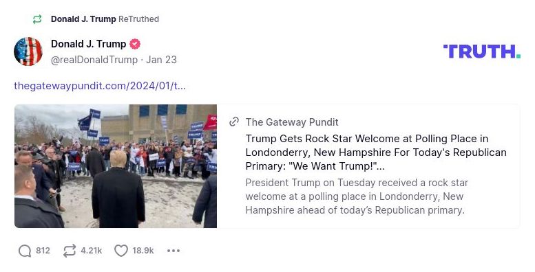 Post image from Donald Trump