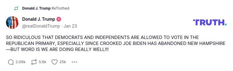 Post image from Donald Trump