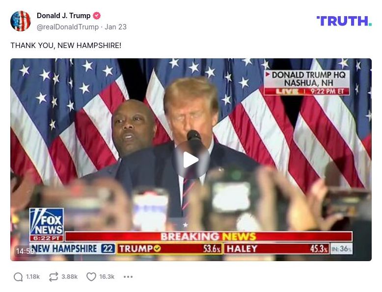 Post image from Donald Trump