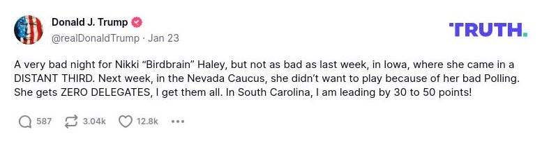 Post image from Donald Trump