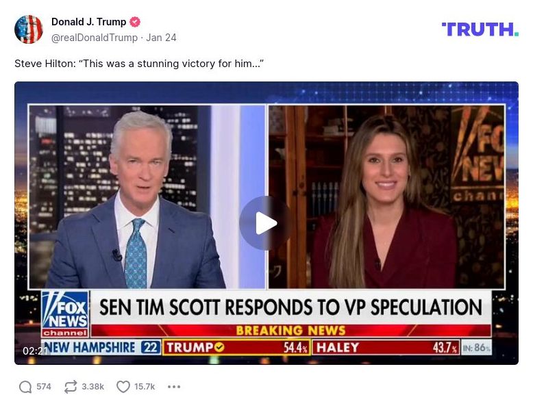 Post image from Donald Trump