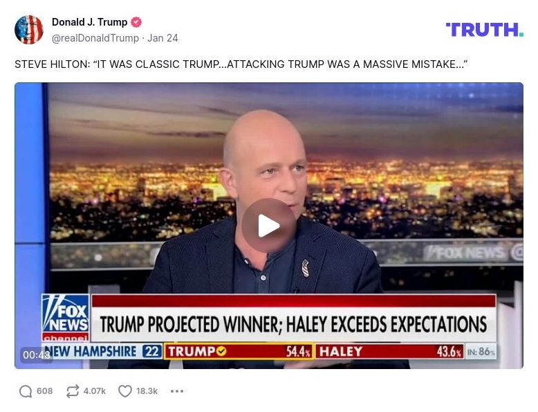 Post image from Donald Trump